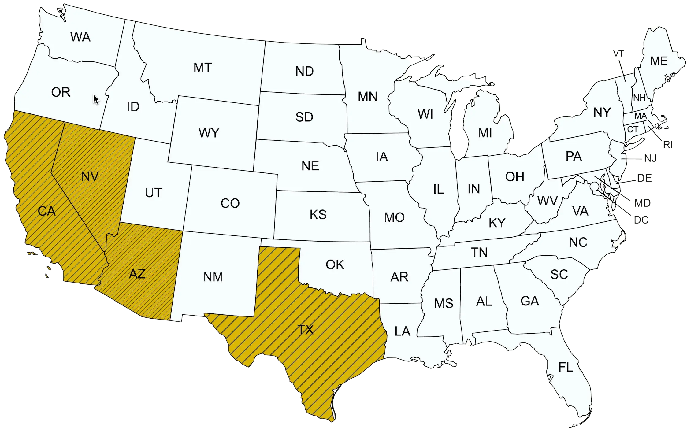 Licensed States Map